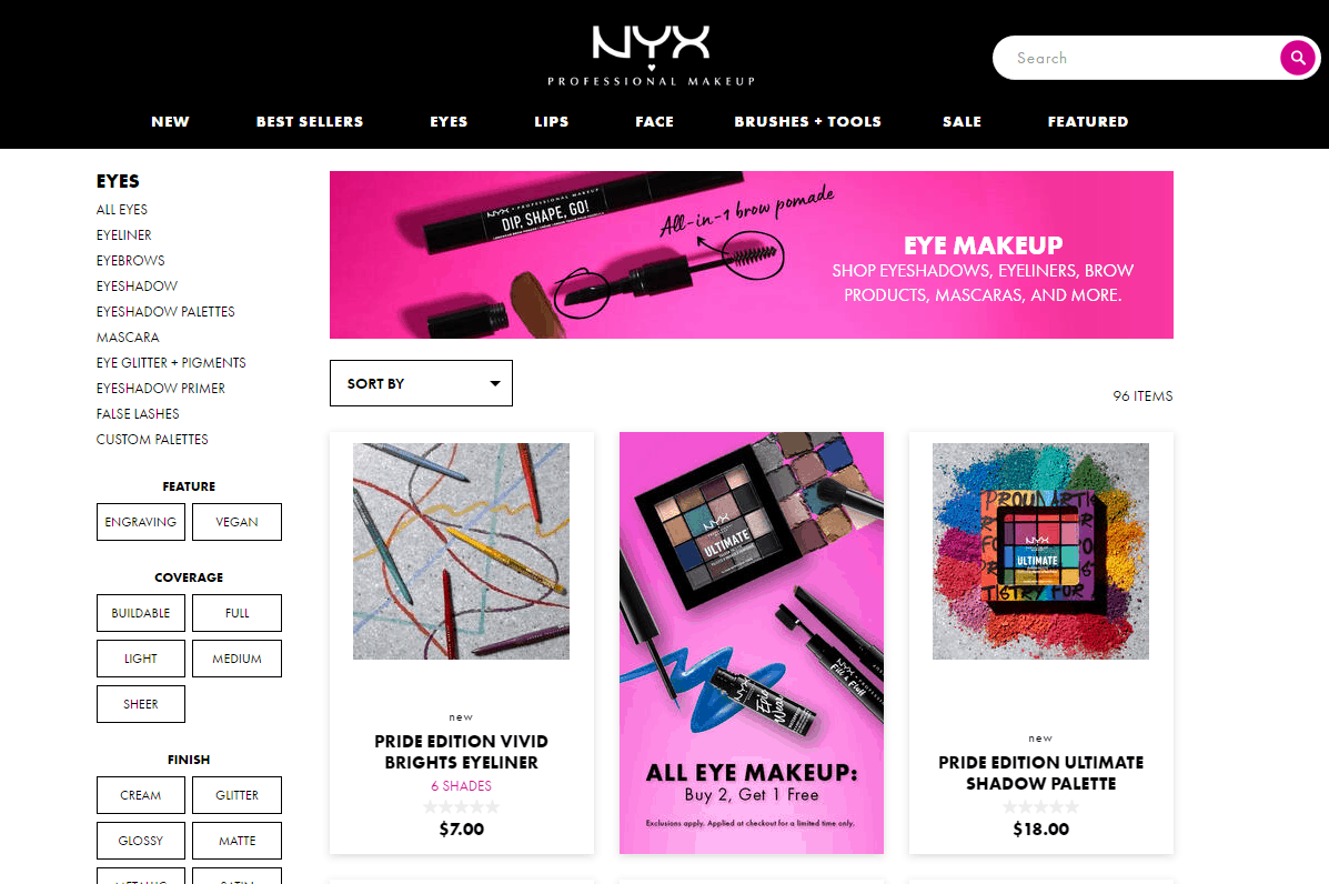 NYX折扣码2026 nyxcosmetics美国官网精选眼部产品买二送一促销满额免邮