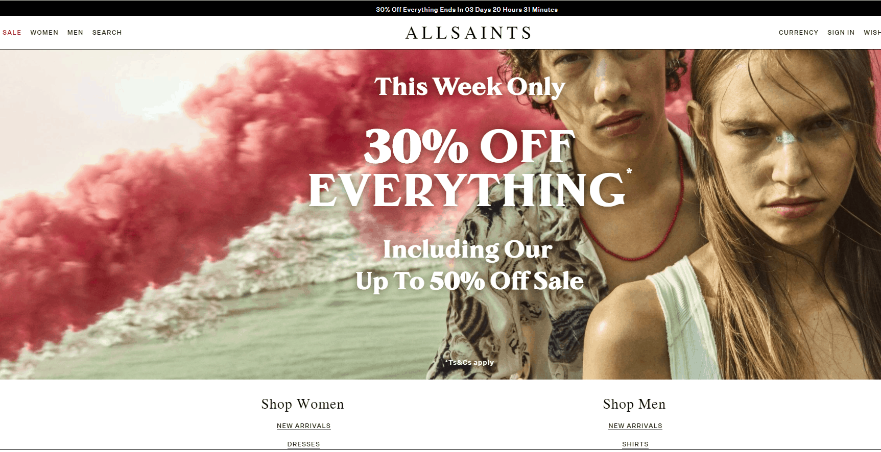 AllSaints优惠码2026 allsaints英国官网全场无门槛7折促销折扣区也参加