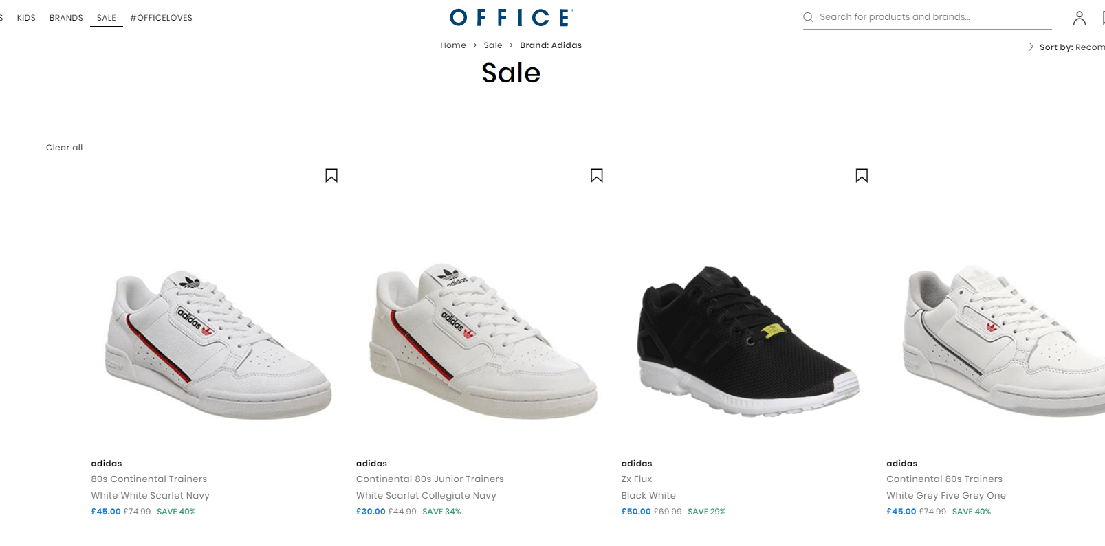 Office Shoes折扣码2026 现有Adidas鞋款低至4折促销满额免邮