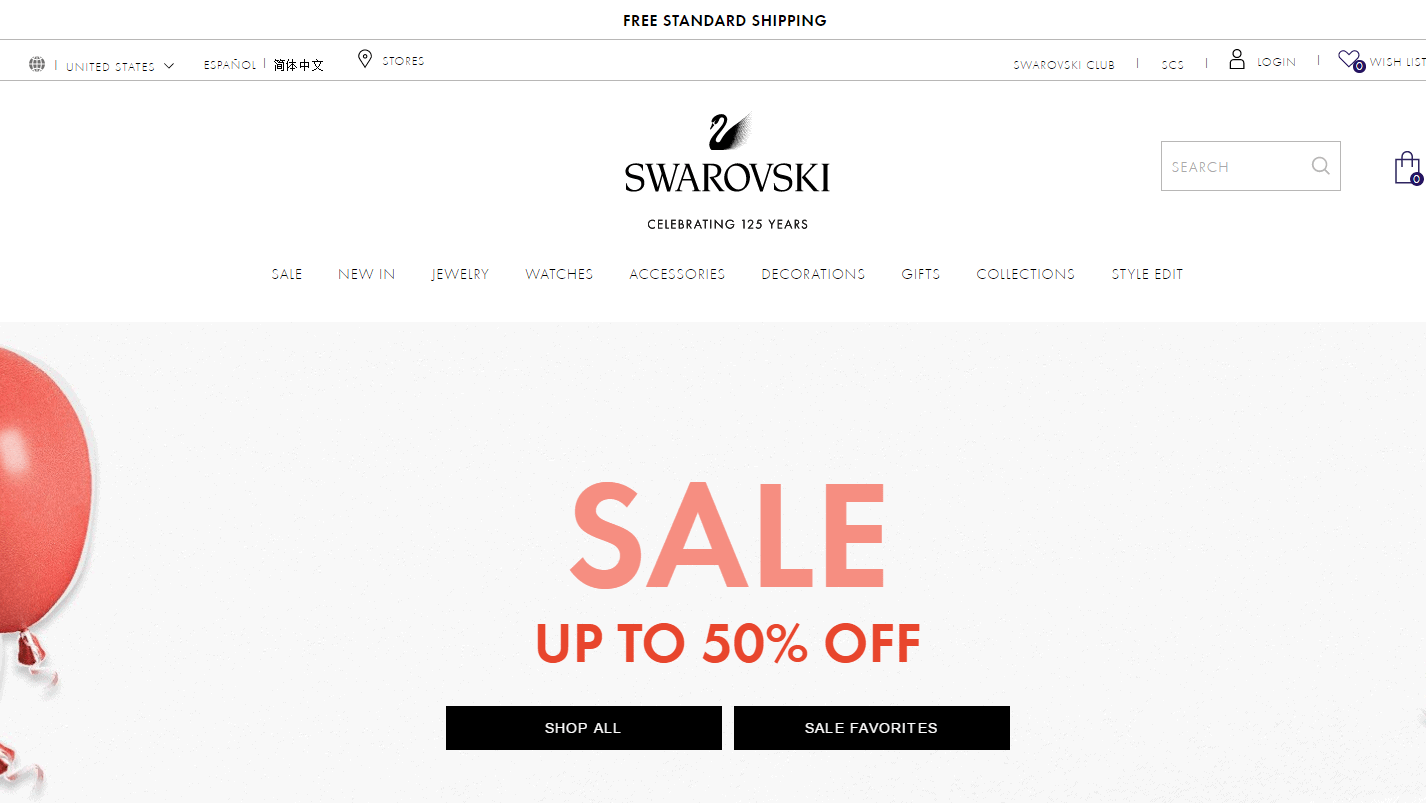 Swarovski优惠码2026 施华洛世奇美国官网年中大促精选首饰配饰低至5折促销满额免邮