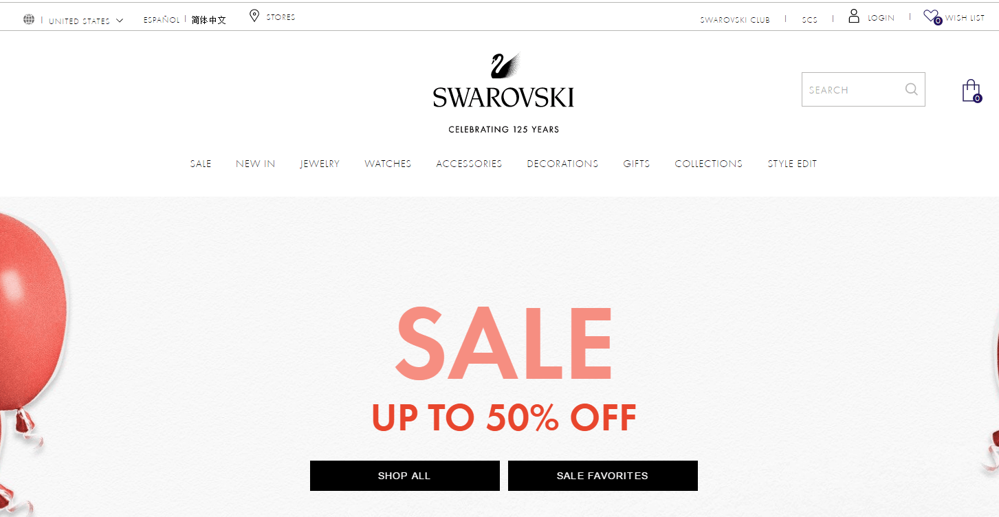 Swarovski优惠码2026 施华洛世奇美国官网年中大促精选首饰配饰低至5折促销满额免邮