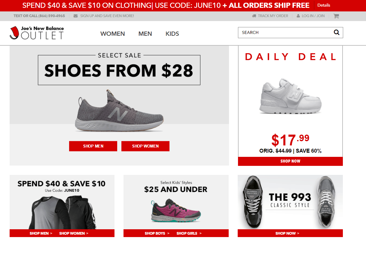 Joe'sNBOutlet折扣码2026 Joes NewBalance Outlet全场鞋款低至$28起