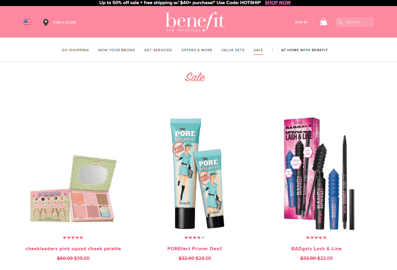 Benefit Cosmetics优惠码2026 Benefit贝玲妃美国官网折扣区上新低至5折促销满额免邮