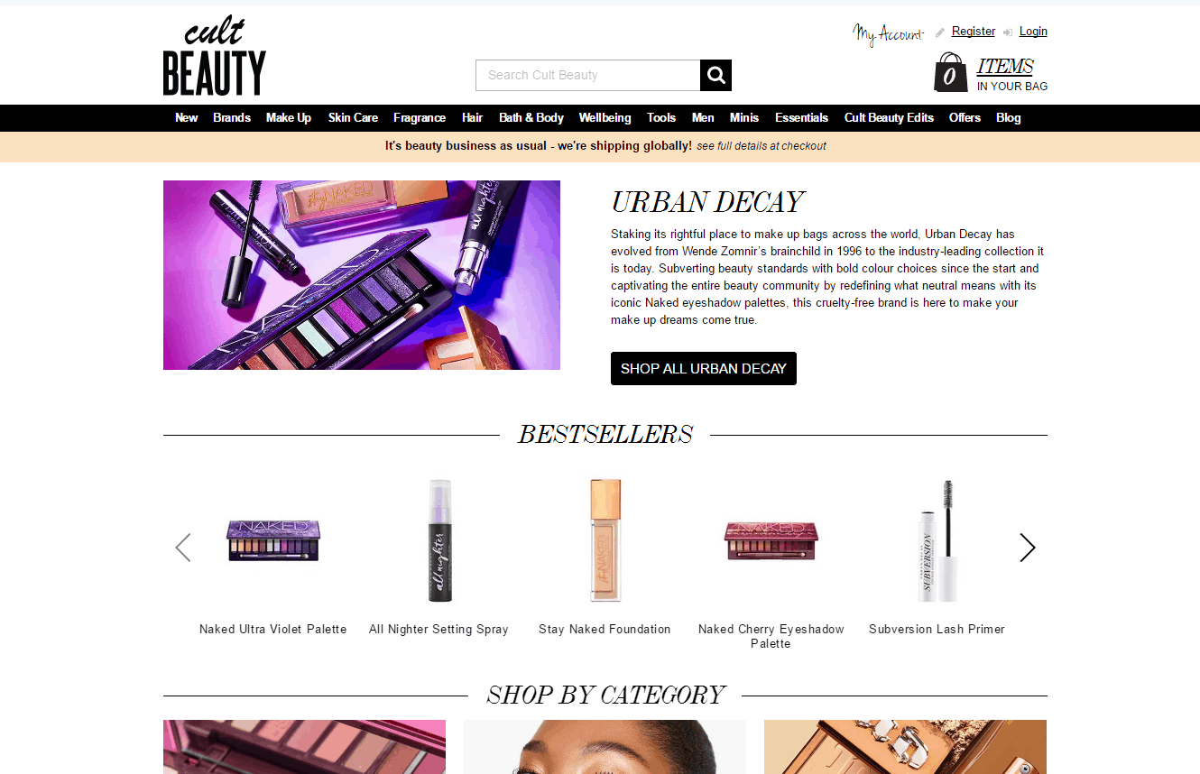 Cult Beauty折扣码2026 cultbeauty上架Urban Decay产品叠加新人85折促销+直邮中国