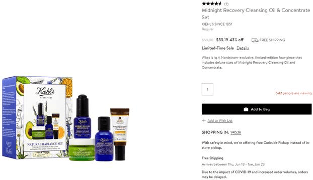 Nordstrom优惠码2026 降价！Kiehls科颜氏午夜精灵套装(价值)57折.19折扣码-图片2