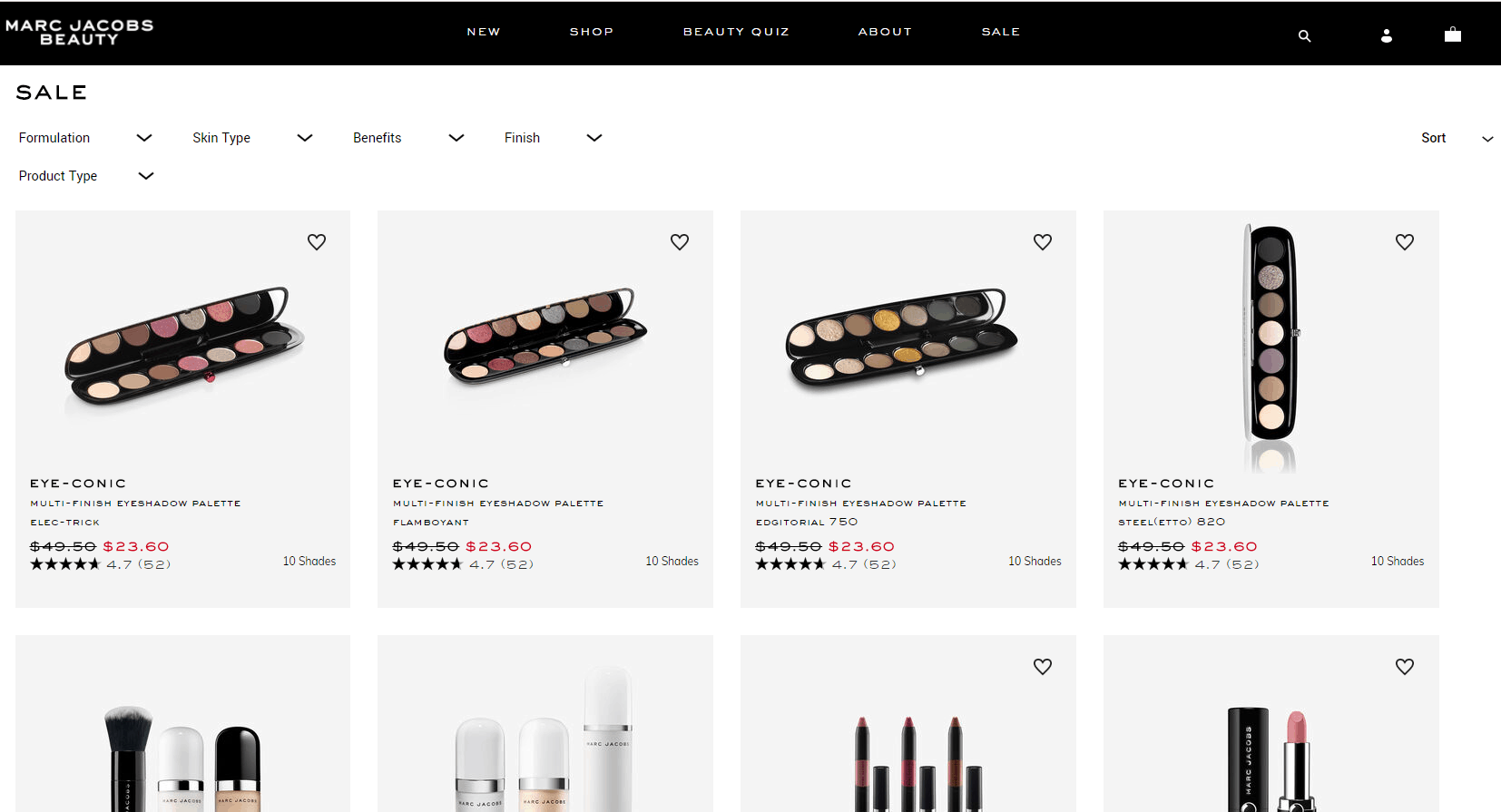 Marc Jacobs Beauty折扣码2026 marcjacobs官网折扣区彩妆低至4折促销限时免邮