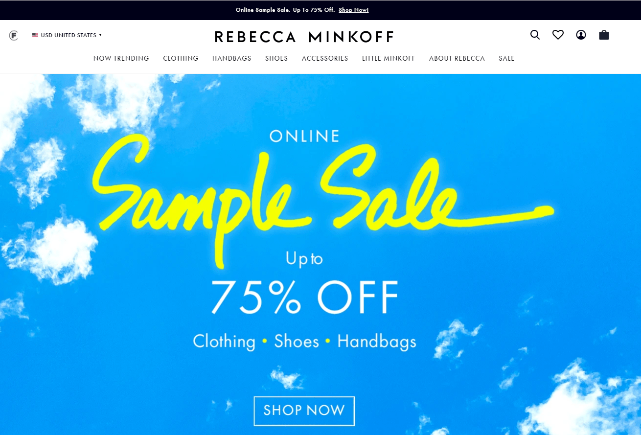 Rebecca Minkoff优惠码2026 rebeccaminkoff年中大促精选包袋低至25折促销美境免邮