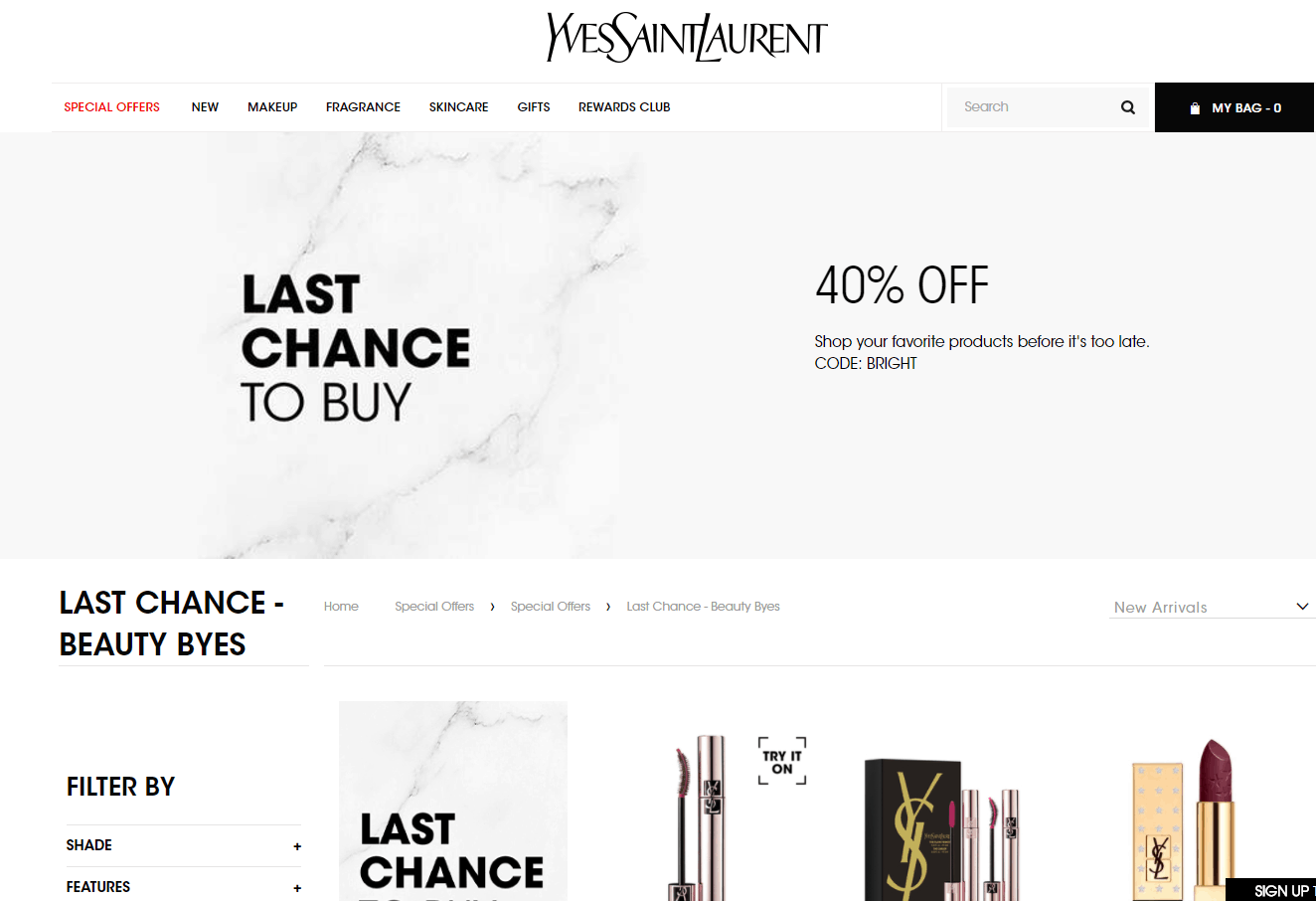 YSL Beauty优惠码2026 圣罗兰美国官网精选唇部彩妆香水无门槛6折热卖 黑管唇釉416有货