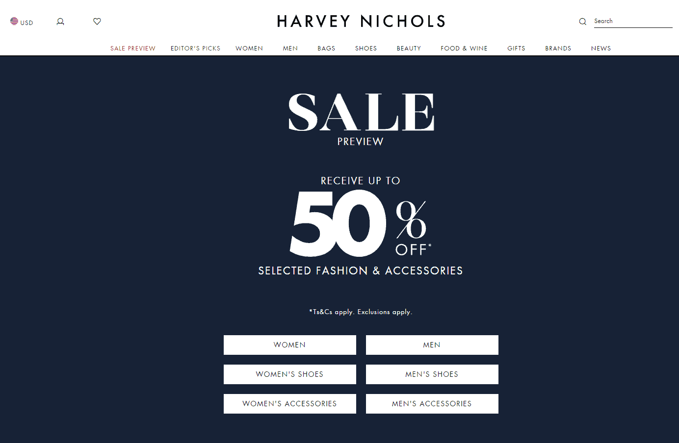 Harvey Nichols优惠码2026 harveynichols百货精选商品低至5折促销满额免邮