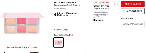 Sephora折扣码2026 Natasha Denona Diamond钻石腮红盘5折.5优惠码