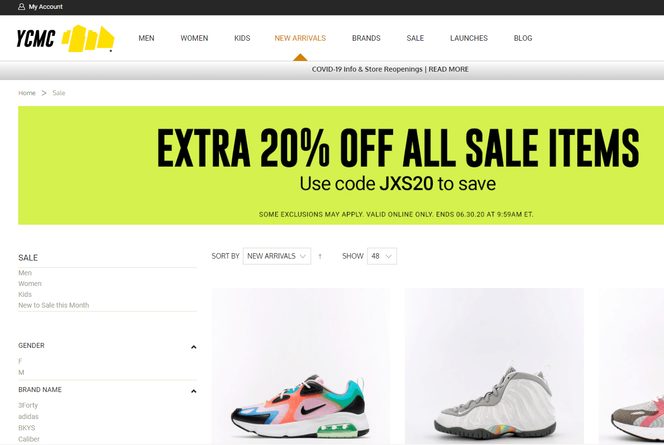 YCMC折扣码2026-YCMC官网精选Nike、Adidas等运动服饰鞋履额外8折