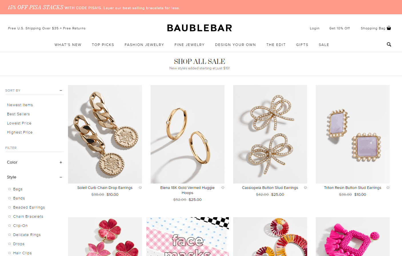 Baublebar优惠码2026 baublebar现独立日精选折扣区配饰起促销满额免邮
