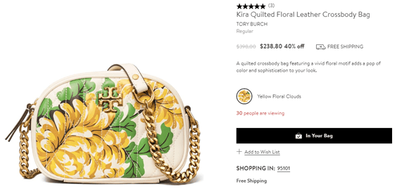 Nordstrom折扣码2026 Tory Burch Kira Quilted Floral小号相机包 印花款6折8.8优惠码-图片2