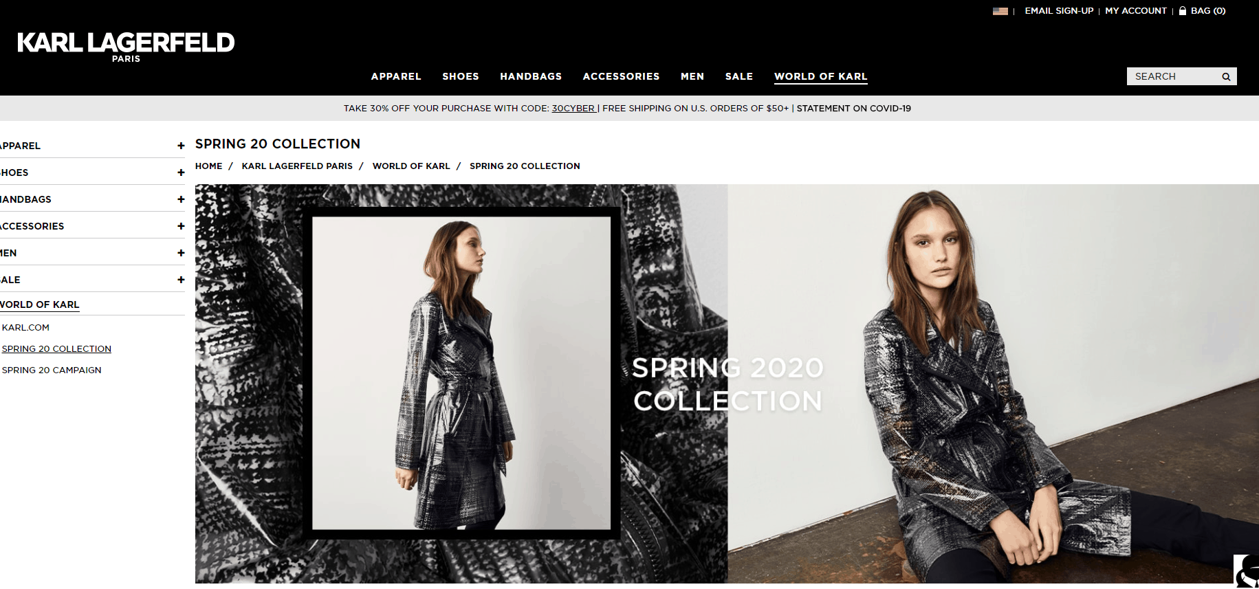 Karl Lagerfeld优惠码2026 karllagerfeldparis官网精选2020春季新品额外7折促销sale区低至5折
