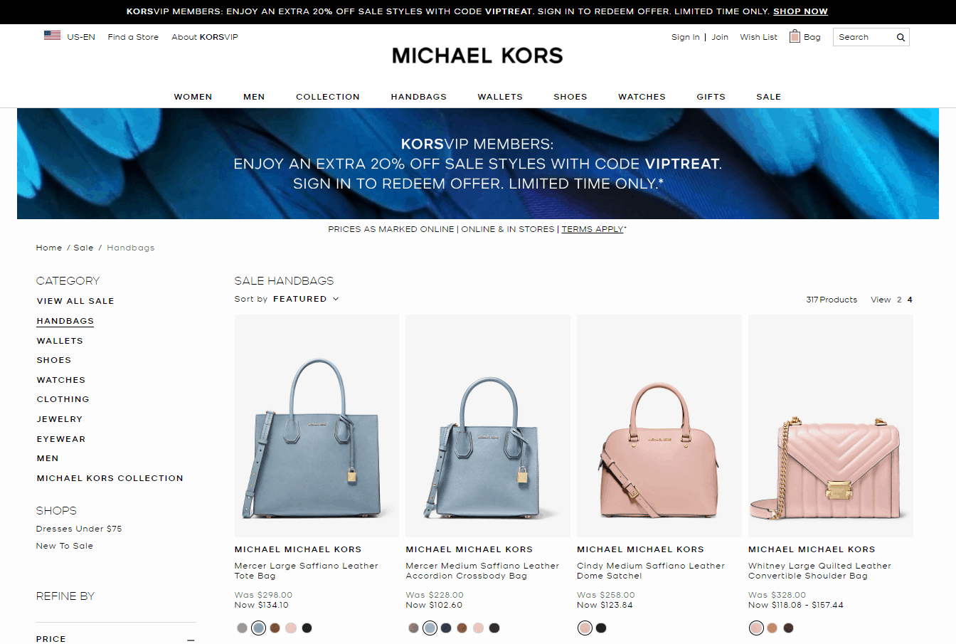 Michael Kors优惠码2026 michaelkors美国官网精选鞋包低至3折+额外8折促销美境免邮