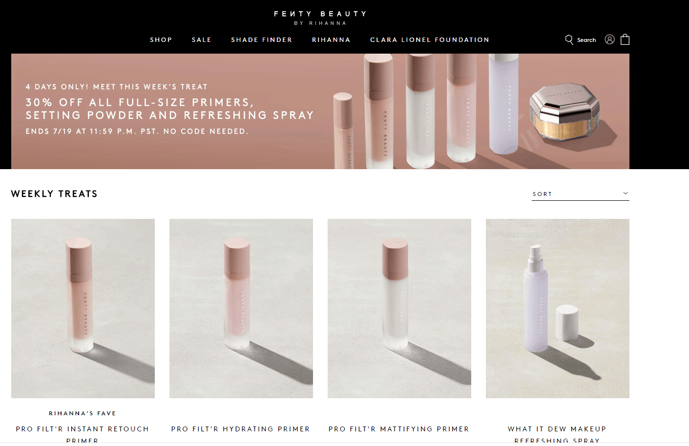 Fenty Beauty折扣码2026 fenty现有精选妆前、散粉额外7折促销美国免邮