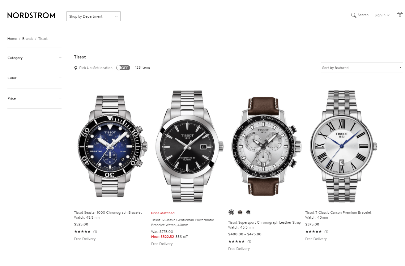 Nordstrom优惠码2026 nordstrom精选Tissot天梭男女表低至67折促销美境免邮