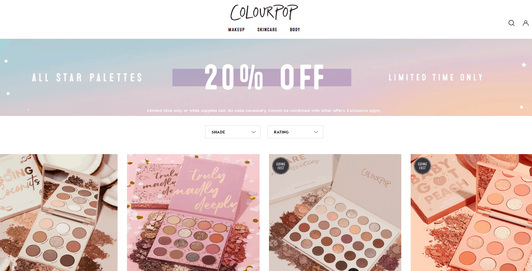 Colourpop折扣码2026 卡拉泡泡美国官网新增眼影盘8折促销