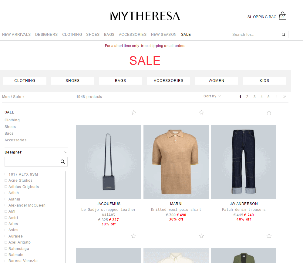 Mytheresa优惠码2026 mytheresa折扣区低至4折促销全球免运费延时