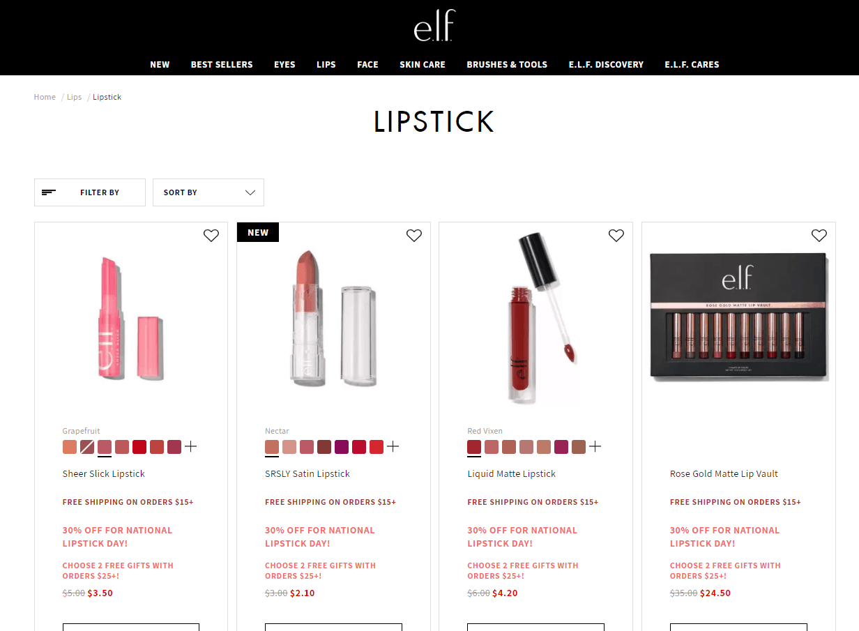 ELF Cosmetics折扣码2026 e.l.f. 美国官网精选唇部彩妆7折满额免邮