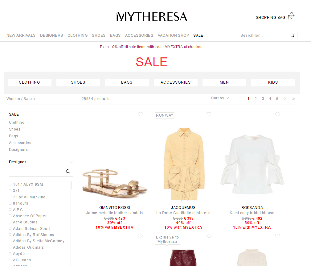Mytheresa折扣码2026 mytheresa折扣区低至4折+额外9折促销无门槛免邮还在