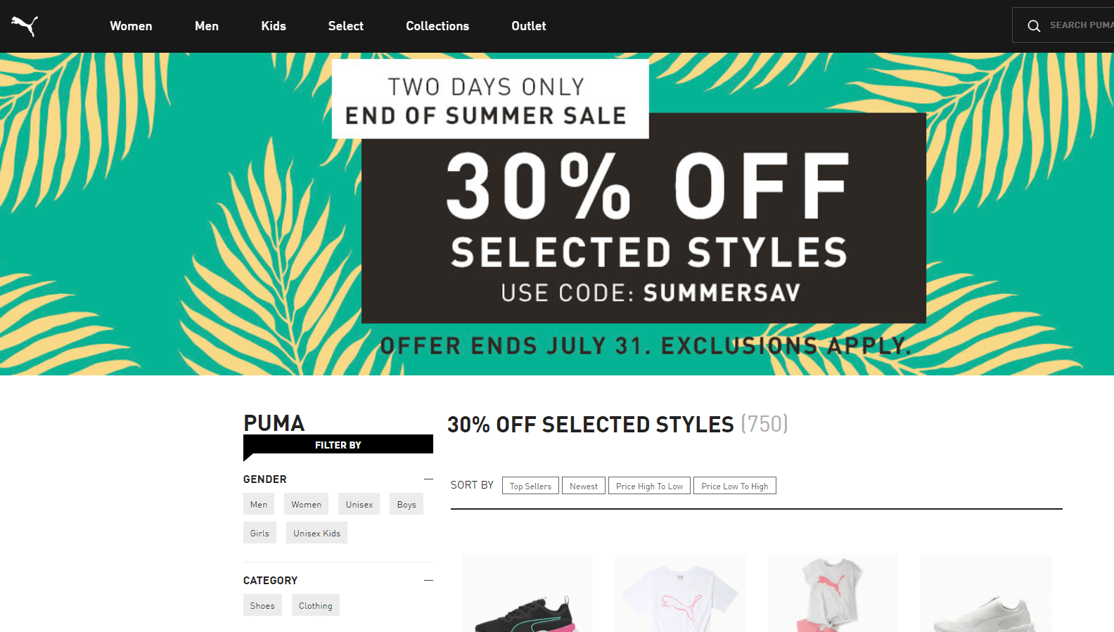 Puma折扣码2026 彪马美国官网精选outlet专区低至5折+额外7折促销满额免邮