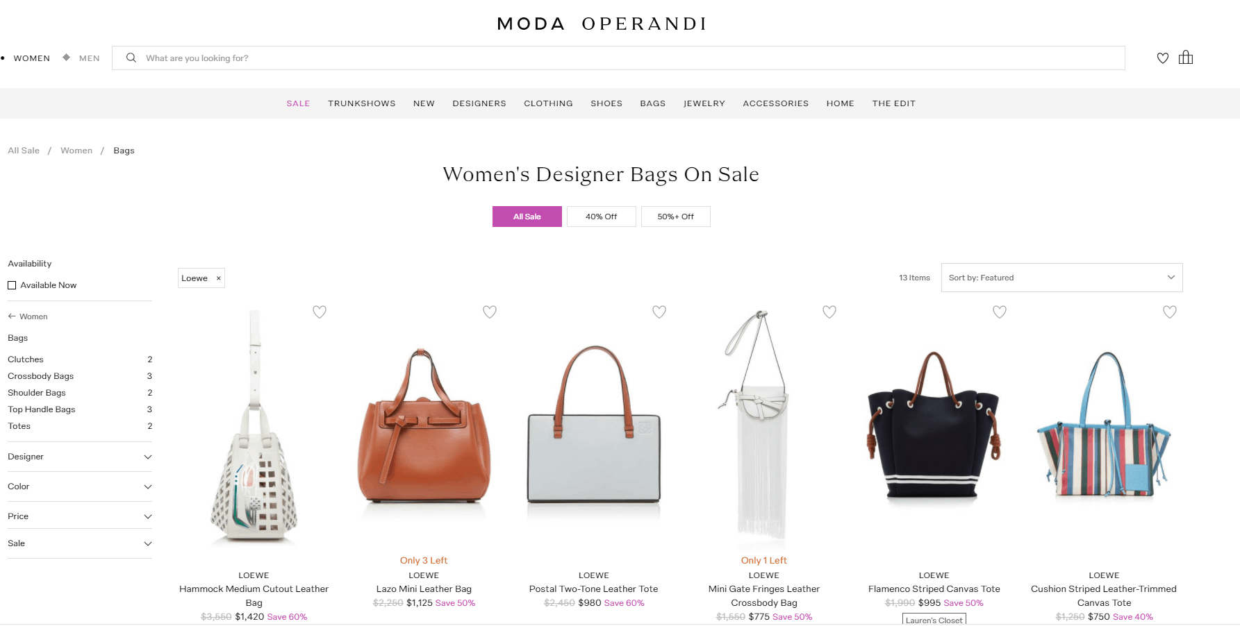 Moda Operandi折扣码2026 modaoperandi精选LOEWE包款最低4折可直邮可转运