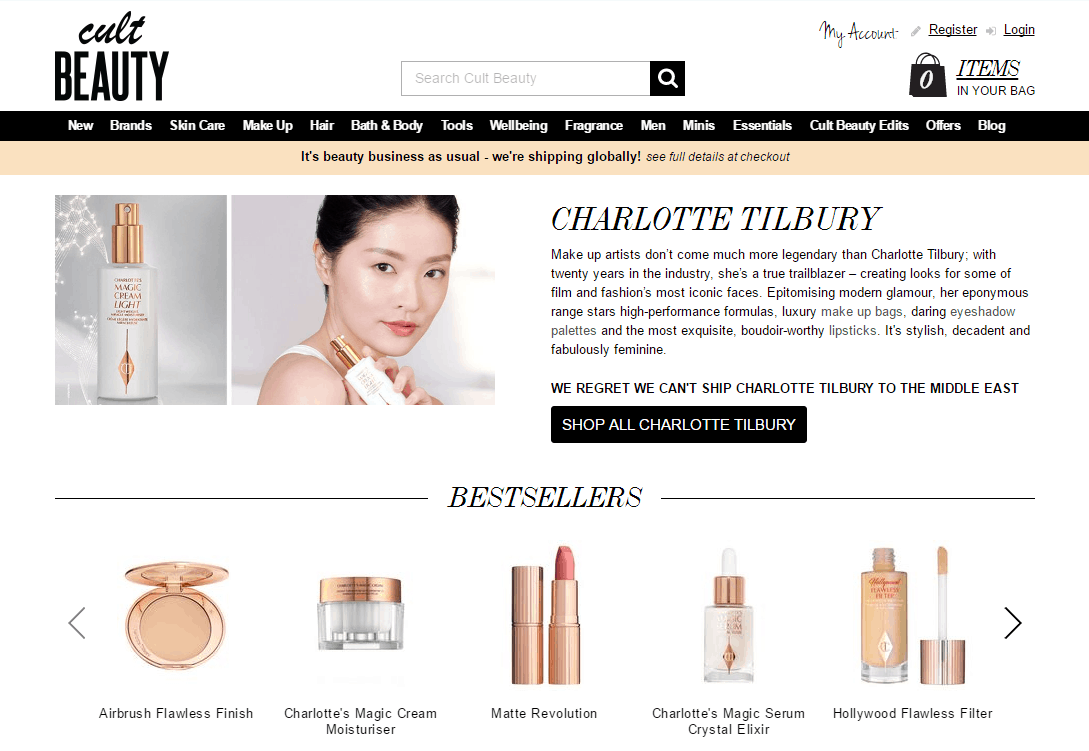 Cult Beauty优惠码2026 cultbeauty现有Charlotte Tilbury全线83折+最高额外8折不少好价