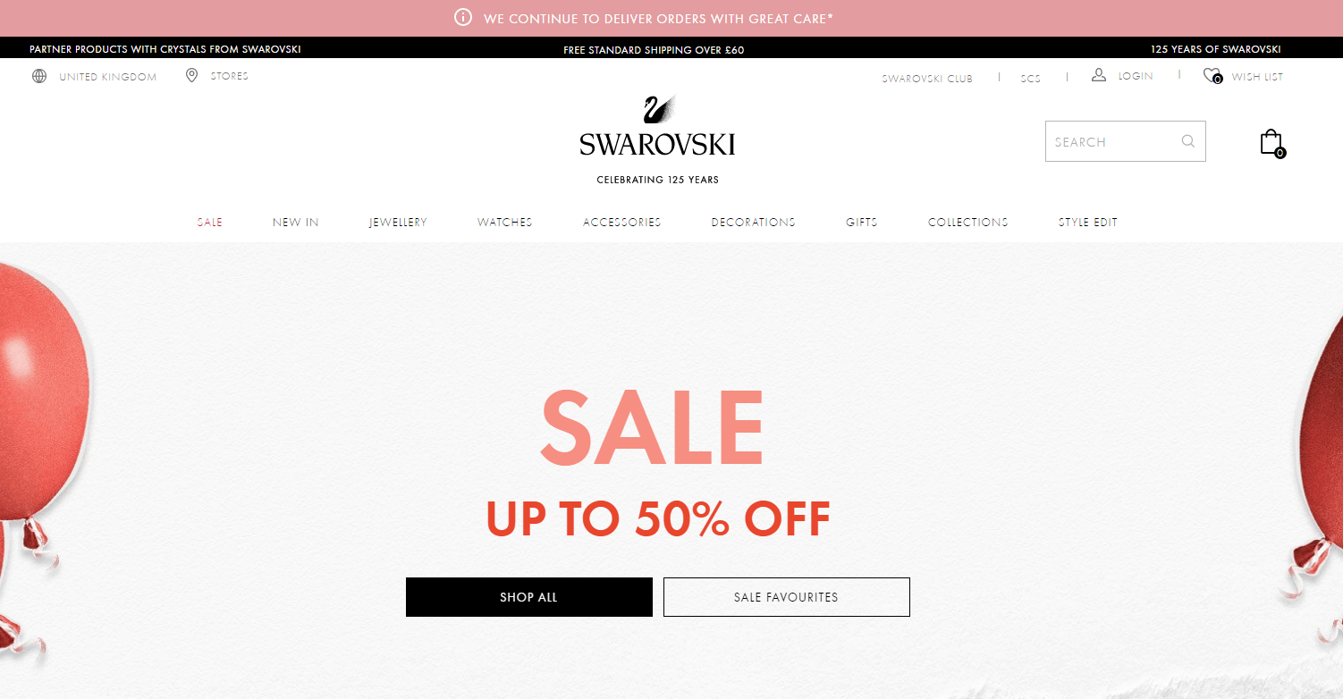 Swarovski优惠码2026 施华洛世奇英国官网年中大促精选商品低至5折促销折扣区上新