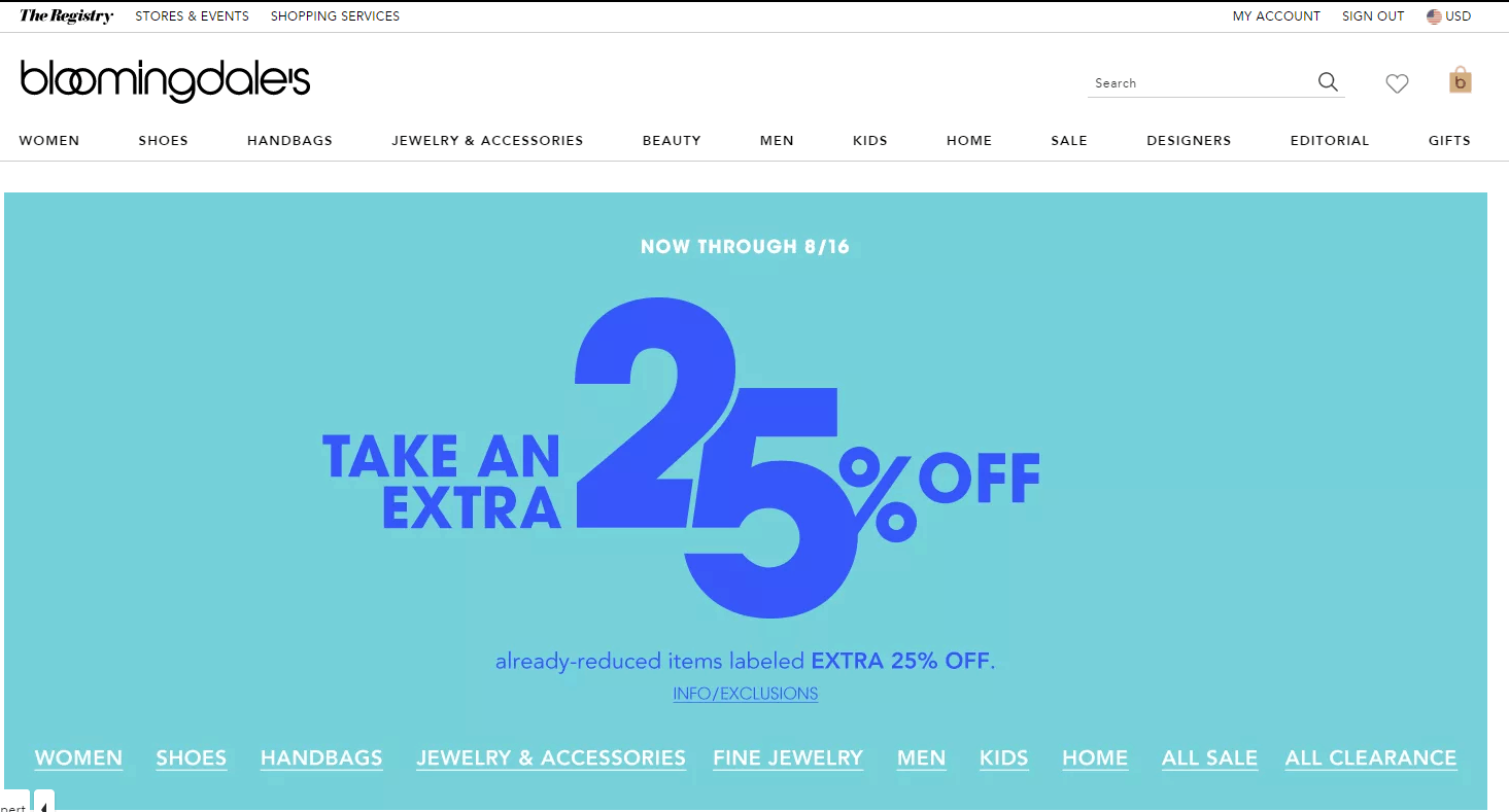 Bloomingdales优惠码2026 bloomingdale’s布鲁明戴尔精选时尚类额外75折促销会员免邮