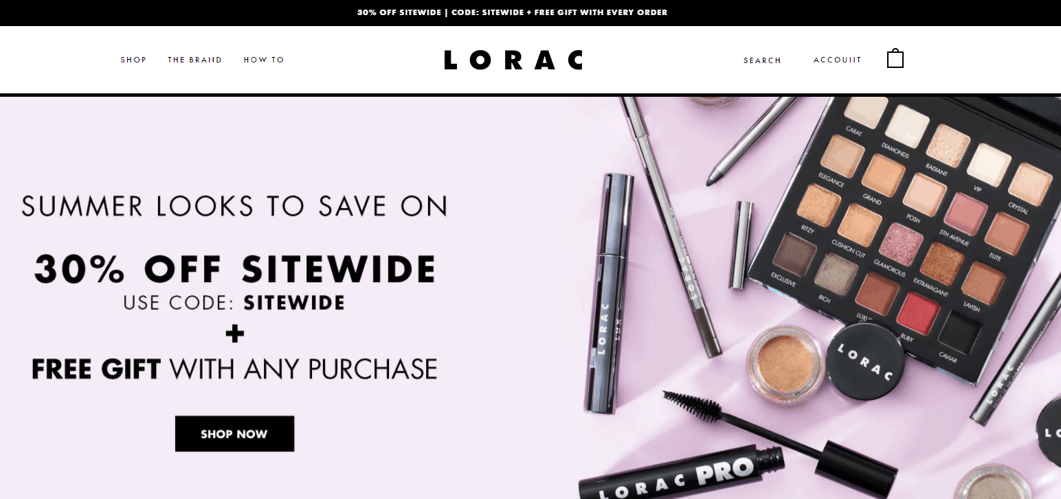 LORAC折扣码2026 lorac美国官网全场彩妆无门槛7折满额免邮