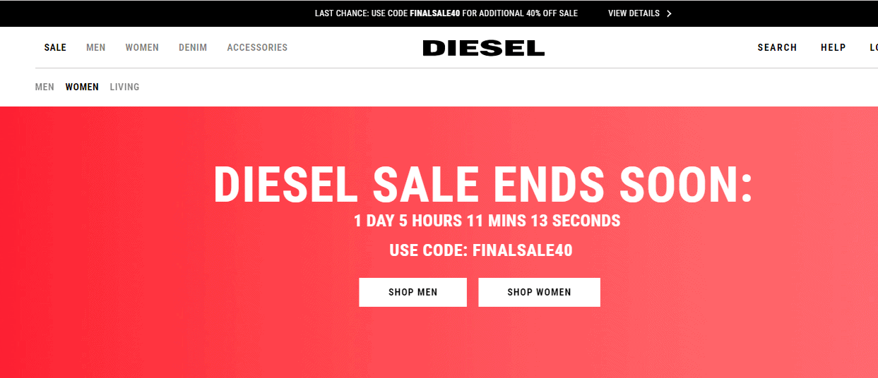Diesel优惠码2026 迪赛美国官网精选商品低至7折+额外6折美国免邮