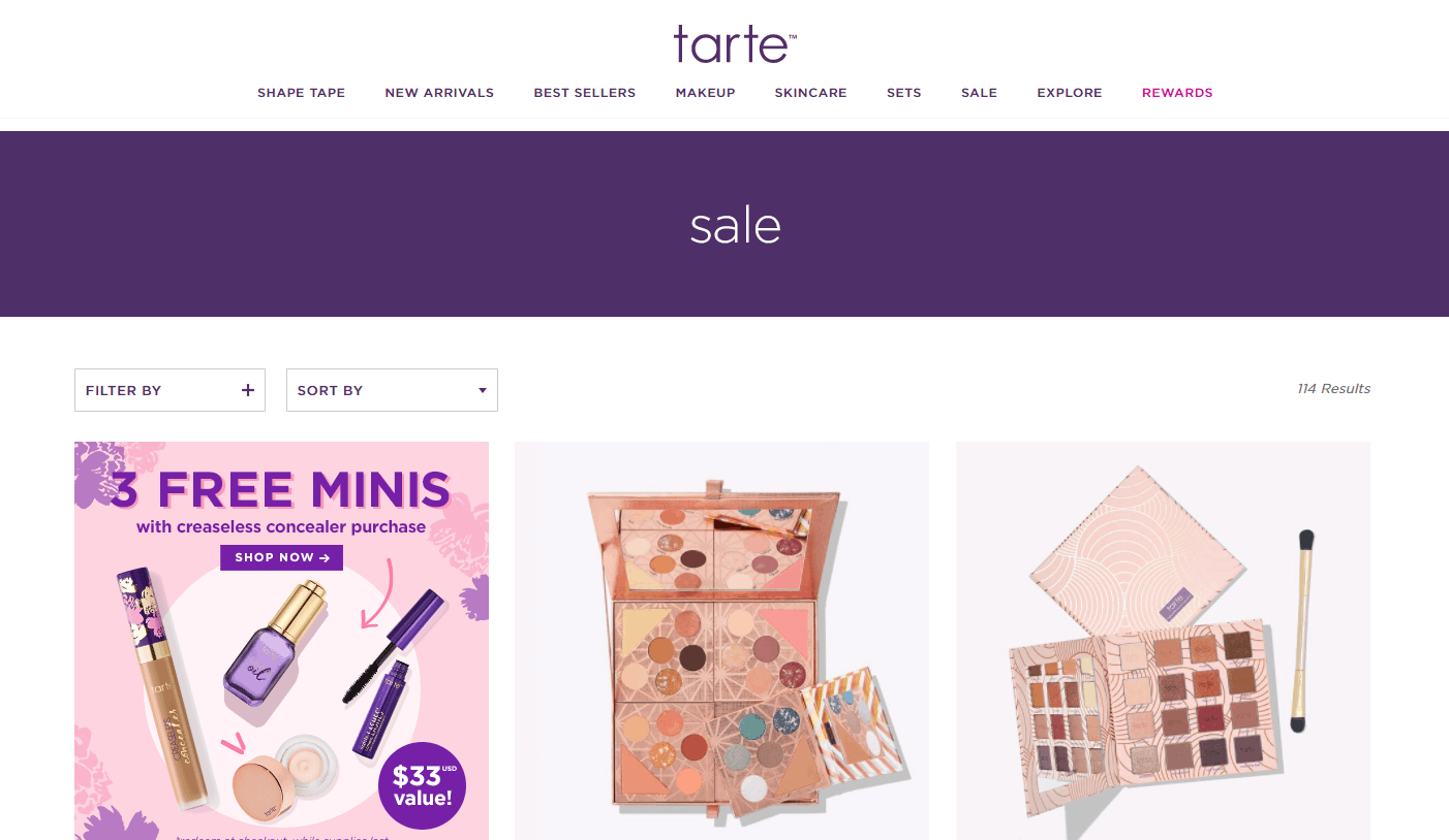 Tarte优惠码2026 tartecosmetics美国官网精选美妆美妆护肤低至3.5折+额外7折促销满额免邮