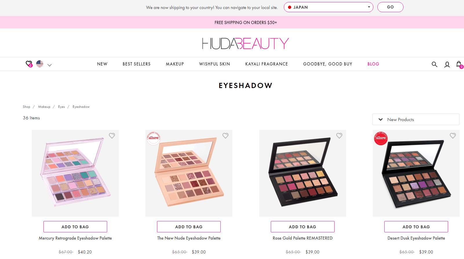 Huda Beauty折扣码2026 hudabeauty美国官网精选眼影盘6折促销美国免邮