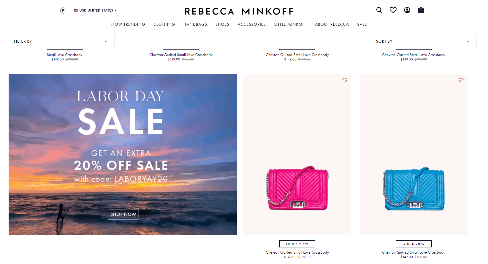 Rebecca Minkoff折扣码2026 rebeccaminkoff美国官网劳工节全场额外8折促销美境免邮