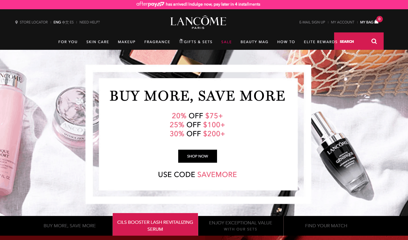 Lancome优惠码2026 兰蔻Lancôme美国官网亲友特卖会全场护肤美妆最高满额7折促销查邮箱