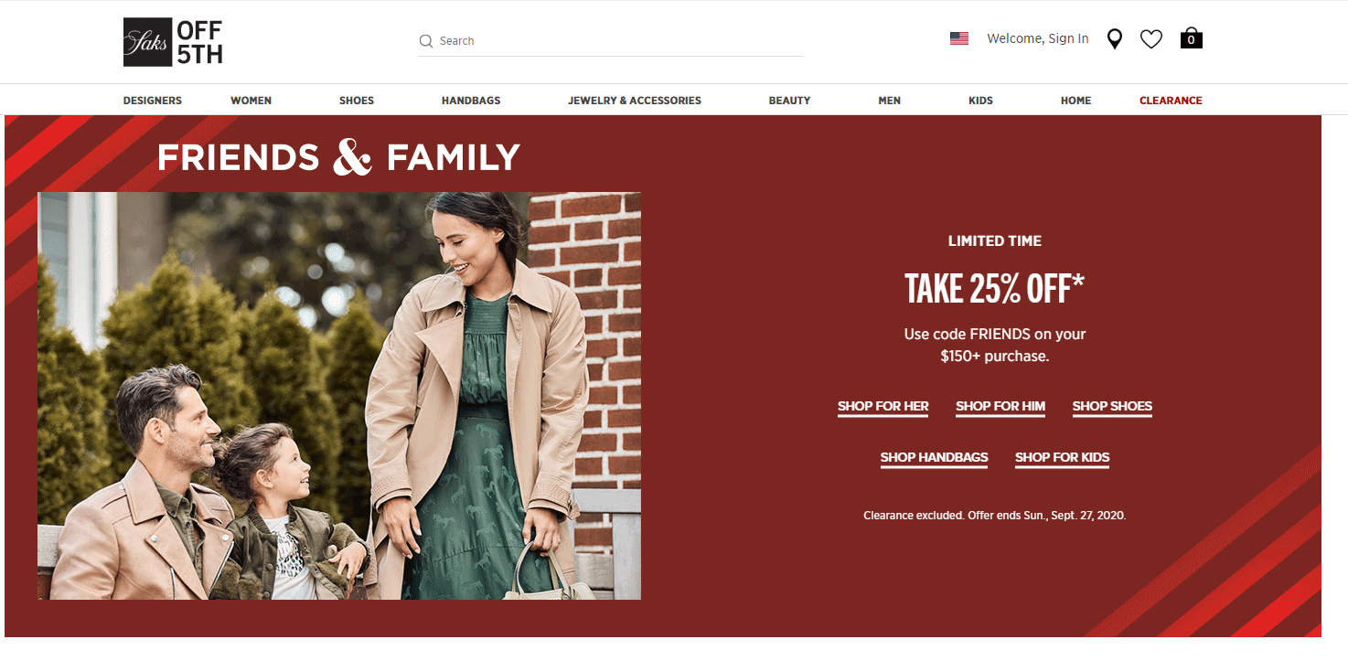 Saks Off 5th优惠码2026 saksoff5th全场美妆/时尚类满0可享额外7.5折促销满额免邮