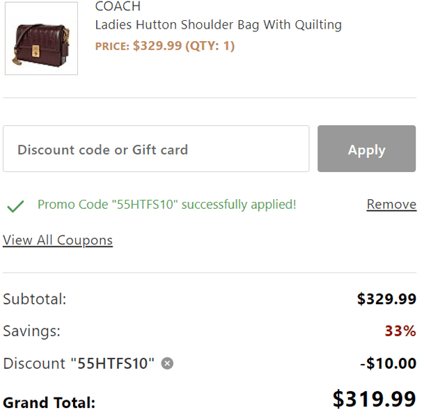 Jomashop优惠码2026 Jomashop Coach蔻驰Ladies Hutton哈顿小方包折后9.99折扣码-图片2