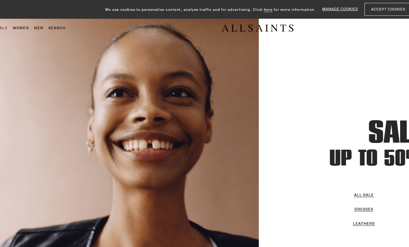 Allsaints折扣码2026-Allsaints美国官网精选产品低至5折促销满额免邮