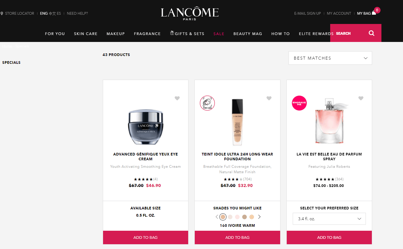 Lancome折扣码2026 兰蔻美国官网精选美妆护肤享无门槛7折