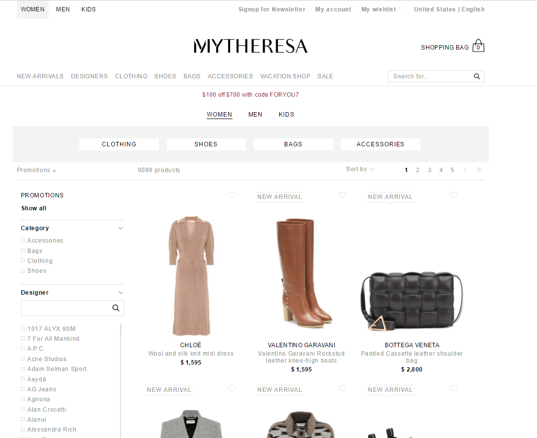 Mytheresa优惠码2026 mytheresa现有大牌满减特卖最高立减0/€200多站点参加