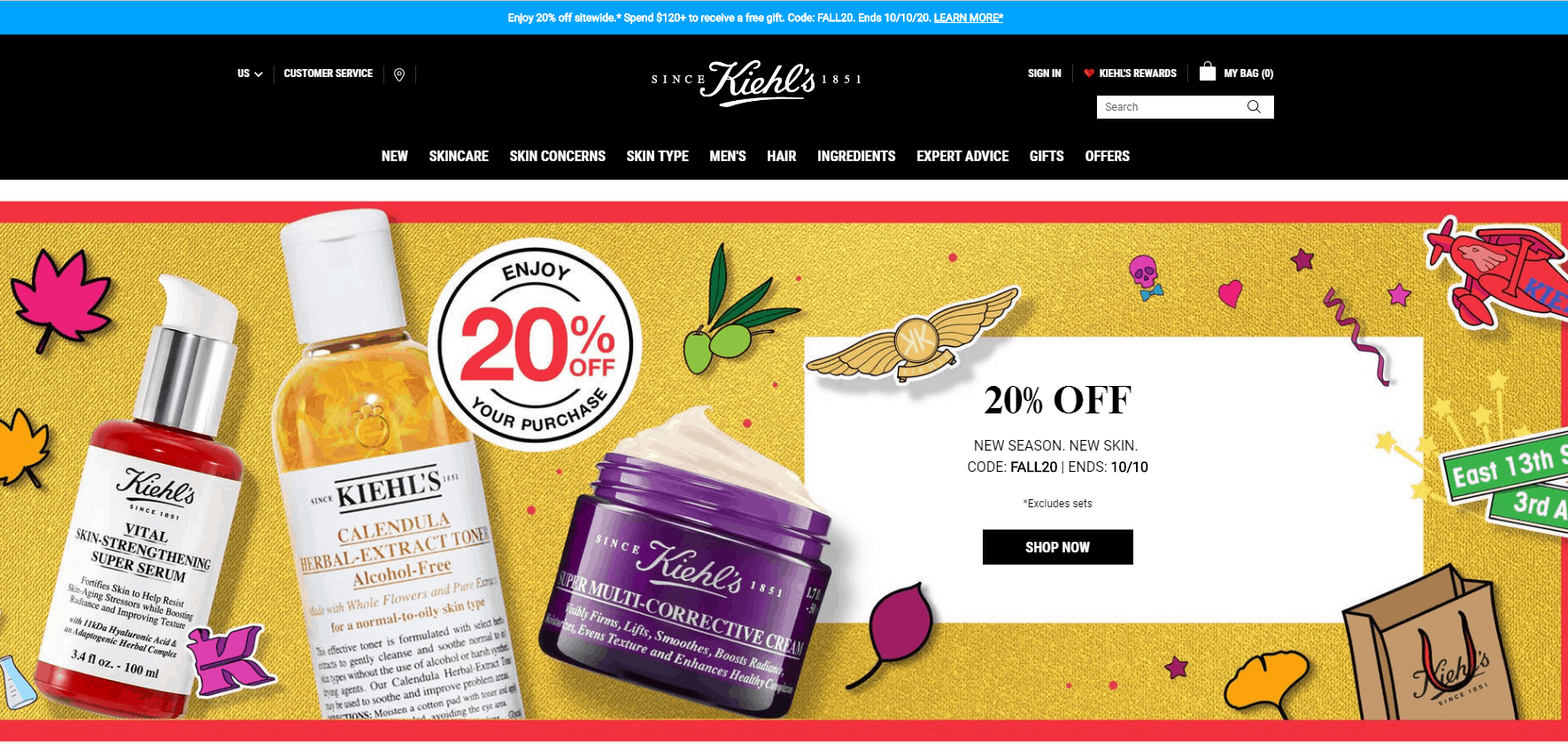 Kiehl’s优惠码2026 科颜氏官网全场商品8折促销收高保湿套装