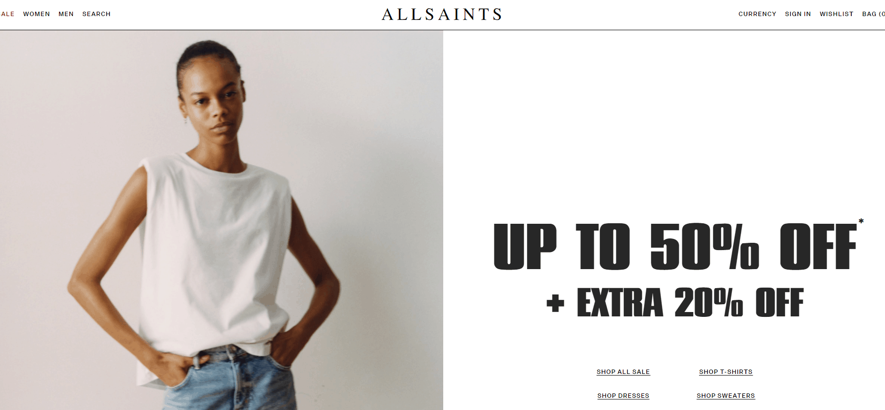 Allsaints折扣码2026 allsaints美国官网精选产品低至5折+额外8折促销满额免邮