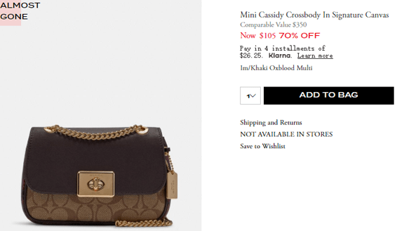 Coach折扣码2026 Coach蔻驰 Cassidy mini蛇皮纹老花斜挎包3折5优惠码-图片3