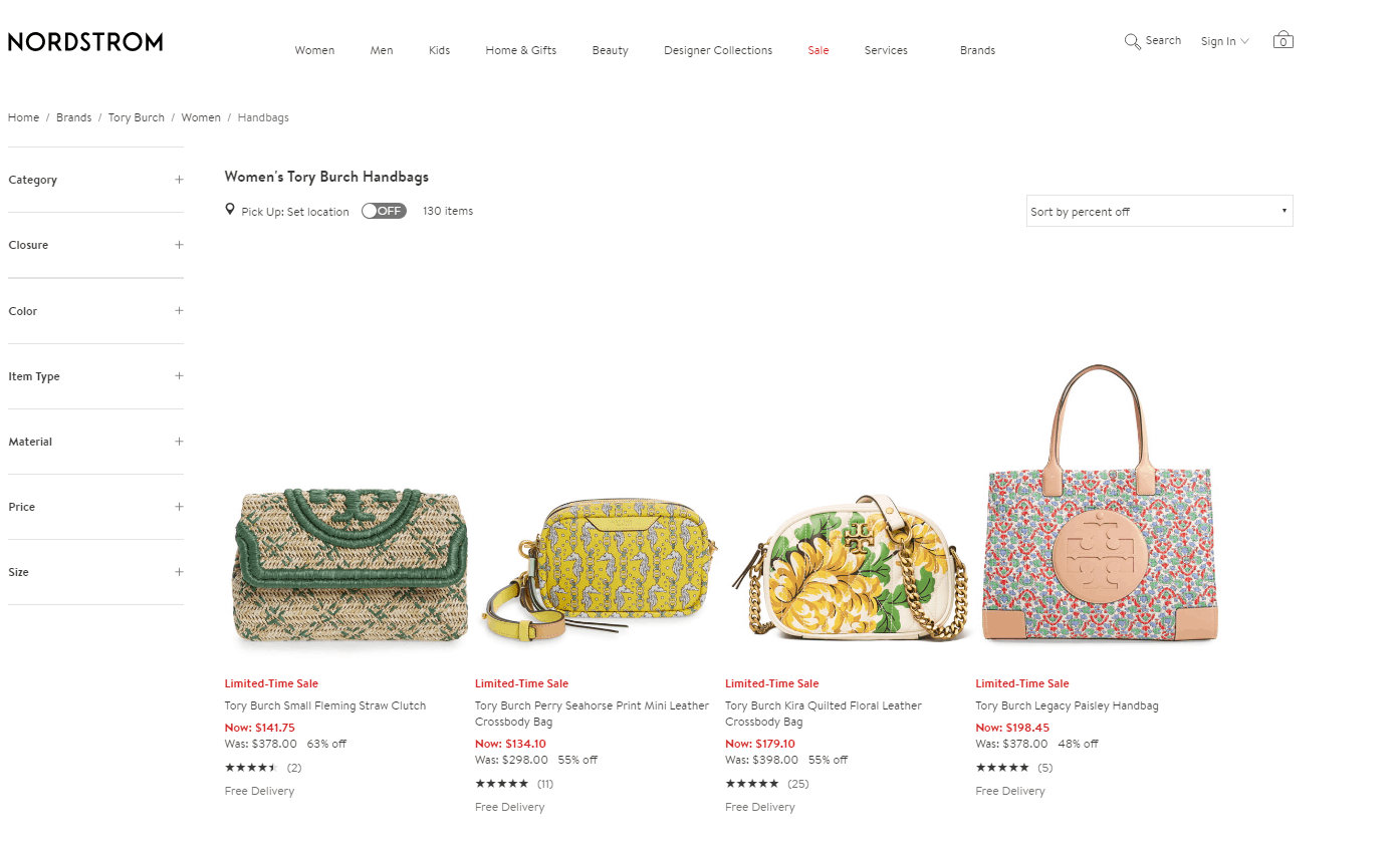 Nordstrom折扣码2026 nordstrom现有Tory Burch包袋低至37折促销美国免邮
