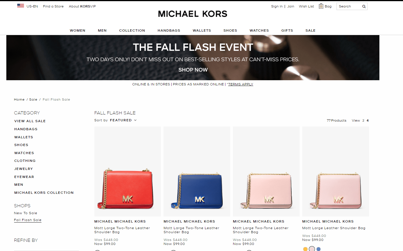 Michael Kors优惠码2026 michaelkors美国官网精选服饰箱包低至2折闪促美境免邮