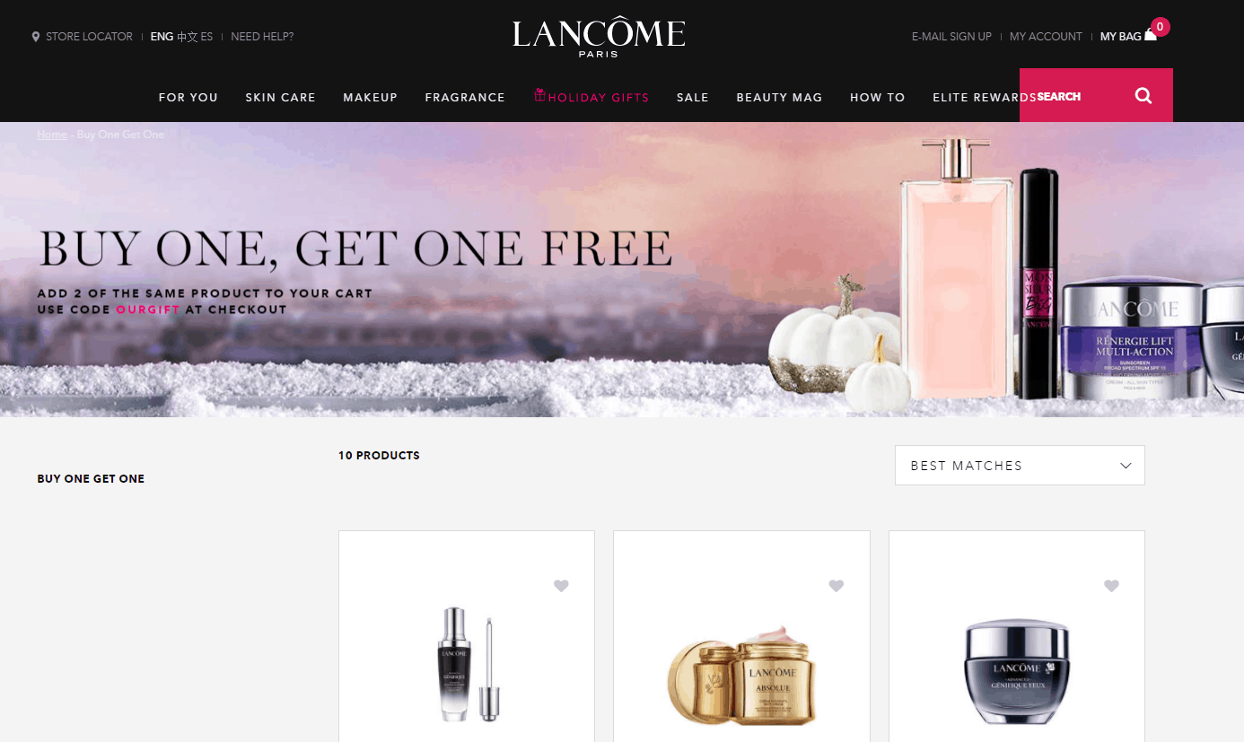 Lancome优惠码2026 兰蔻美国官网购物满加.5换购圣诞礼包叠加部分商品买一送一-图片2