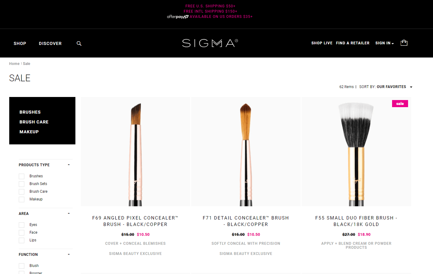 Sigma折扣码2026 Sigma Beauty官网现有精选化妆刷/刷具额外7折促销满额免邮