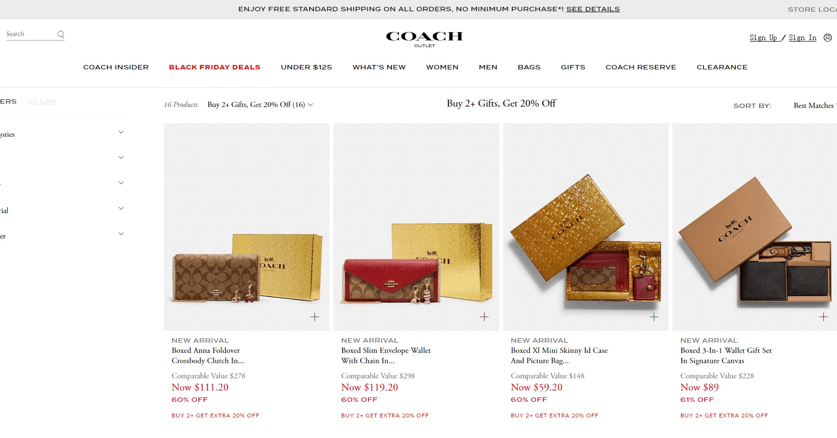 Coach outlet优惠码2026 蔻驰工厂店精选礼盒装钱包/皮带买2件享额外8折促销男士礼盒装腰带低至.2