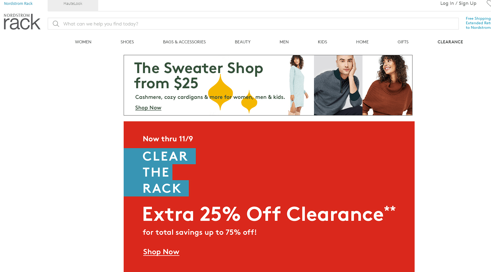 Nordstrom Rack优惠码2026 nordstromrack清仓区精选鞋服额外75折促销满额免邮